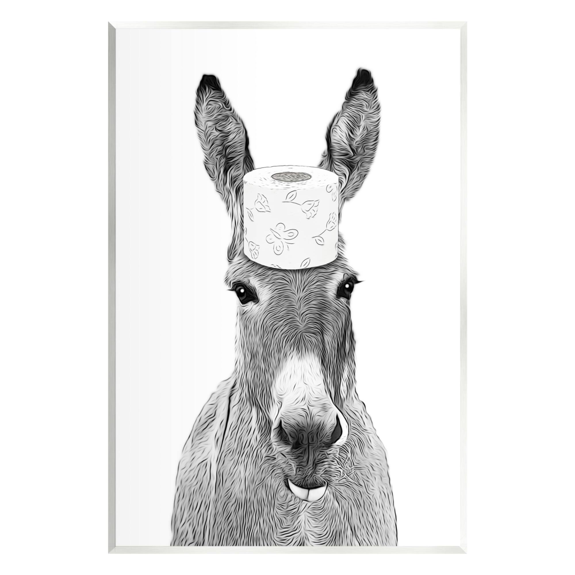 Stupell Industries Donkey Toilet Paper Funny Bathroom Wall Plaque Art